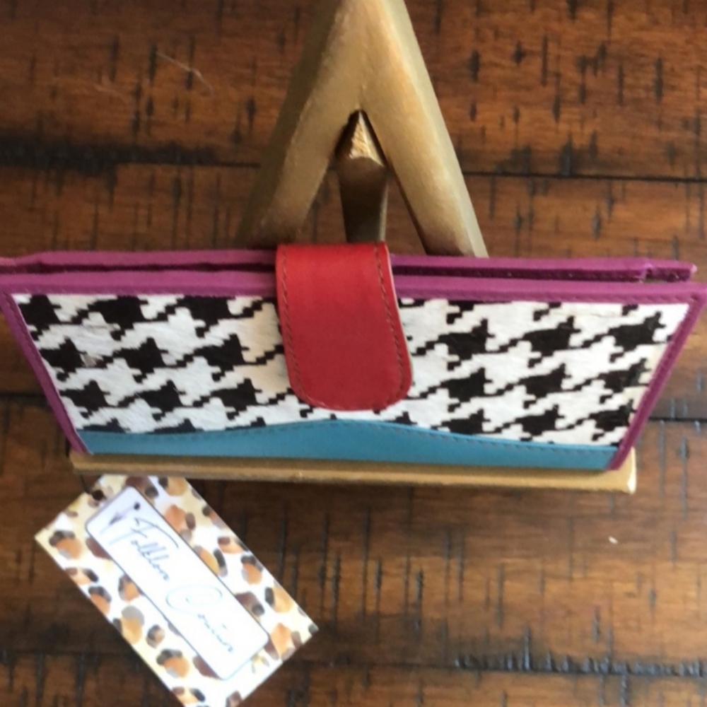 CALF HAIR HOUNDSTOOTH NWT WALLET - Picture 2 of 5